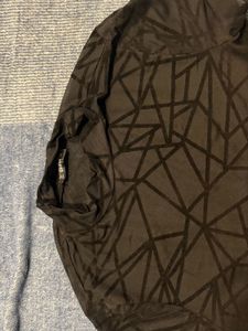 Black Geometric Print Mock Neck Top