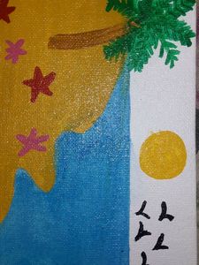 Beach side canvas painting