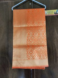Orange Silk Blend Saree