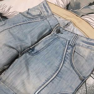 Embroidered Light Wash Denim Jeans