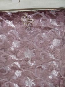 Elegant Mauve Embroidered Fabric Saree