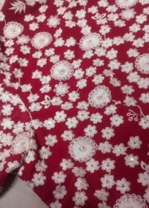 Red Embroidered Floral Dress