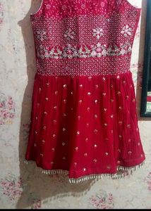 Red Embroidered Sharara Suit