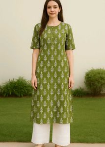 Elegant Green  Kurta With Chicken kari Plzzoa