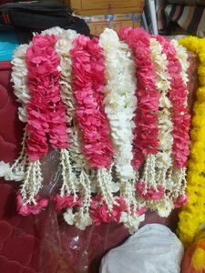 2 Strings of White/Pink Blossom Flowers
