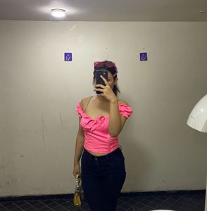 Pink Ruffle Crop Top