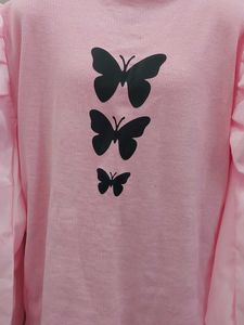 Pink Butterfly Print Top