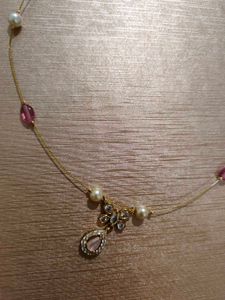 Elegant Pearl and Pink Stone Necklace