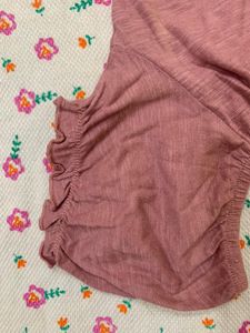 Pink Smocked Crop Top