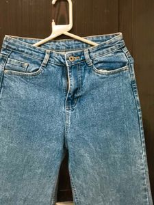 Blue Wide-Leg Denim Jeans