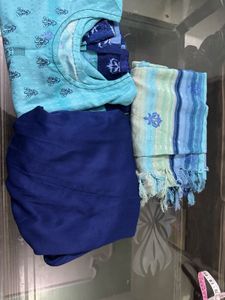 Blue Kurta Set With Dupatta