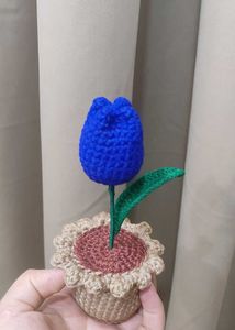 Crochet Tulip in Pot - Handmade Decor