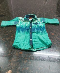Boys Green &amp; Blue Patterned Shirt