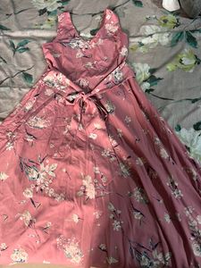 Harpa Women Pink & Grey Printed Maxi Dress
