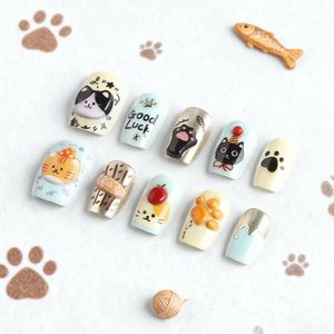 SHEIN Cute Cat Press-On Nail Set