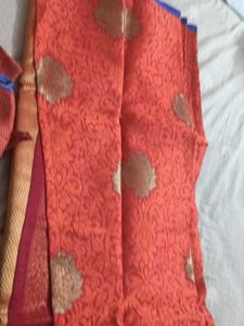 Elegant Red Banarasi Saree with xxl blouse