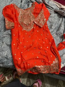 Orange Embroidered Kurta