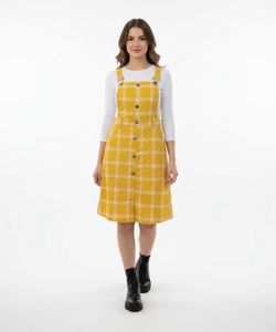 yellow cute midi dungaree 💕🦋