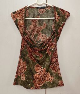 Vintage Pinko Floral Sequin Top