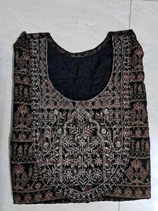 Zari Work Black Kurti Top