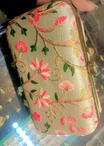 Floral Embroidered Clutch