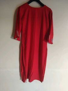 Red Embroidered Kurta