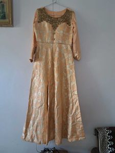 Coral Ethnic Gown With Dupatta