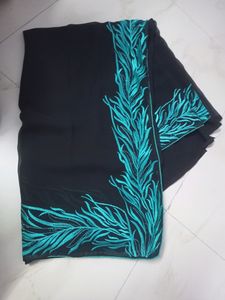 Black &amp; Rama Embroidery Frency Saree