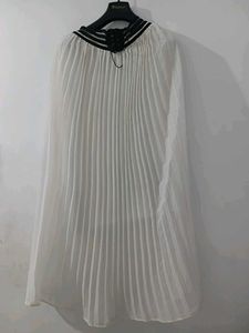 Pleated White Long Skirt