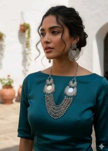 Oxidized Silver Necklace Earring Set