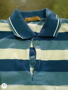 blue gradient striped polo tshirt