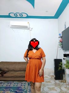 Chic Orange Wrap Dress (34 To 38 Bust)
