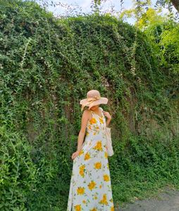 Floral Print Maxi Dress with side slit