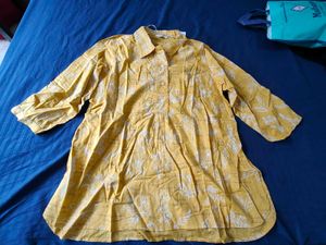 Mustard Color Print Tunic Top