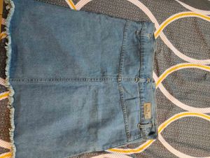 Distressed Denim Mini Skirt
