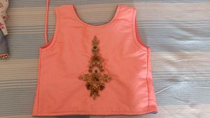Kids Embroidered Peach Lehenga Skirt