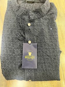 Briends Premium Black Chiken Kurta 44 Size