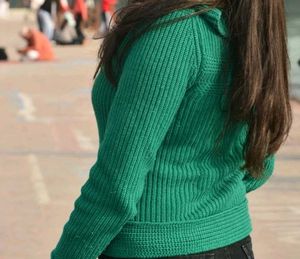 Green Knit Zip-Up Cardigan