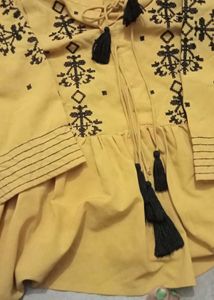 Yellow Embroidered Top