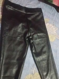 Black Leather Type Party Waer Pant