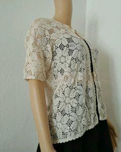 Crochet Flower Mesh Shirt