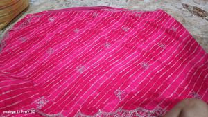 Elegant Pink Striped Saree
