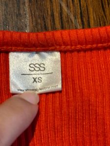 Red Ribbed Wrap Top