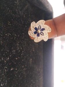 Blue Flower Silver Ring