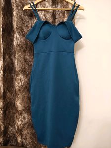 Teal Corset Bodycon Off Shoulder Dress