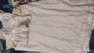 Lehenga Saree Golden And Cream