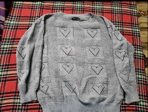 Heart Pattern Knit Sweater