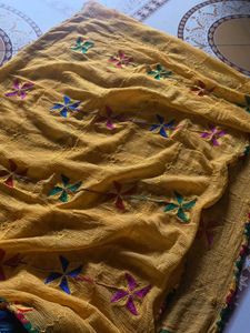 Embroidered Mustard Dupatta