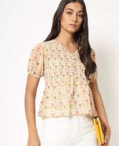 Floral Print Puff Sleeve Top