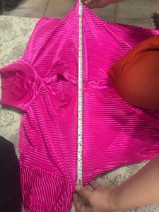 Hot Pink Pleated Set